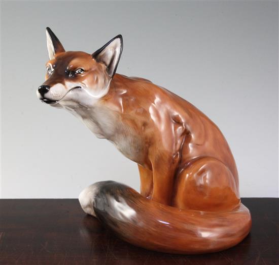 A large Royal Doulton figure of a seated fox, model no.HN2634, 26.5cm